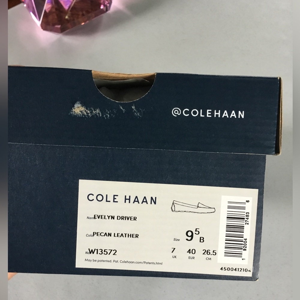 COLE HAAN WOMEN EVELYN DRIVER PECAN LEATHER FLATS TRUE SIZE 9.5 B W/BIX - Picture 15 of 15